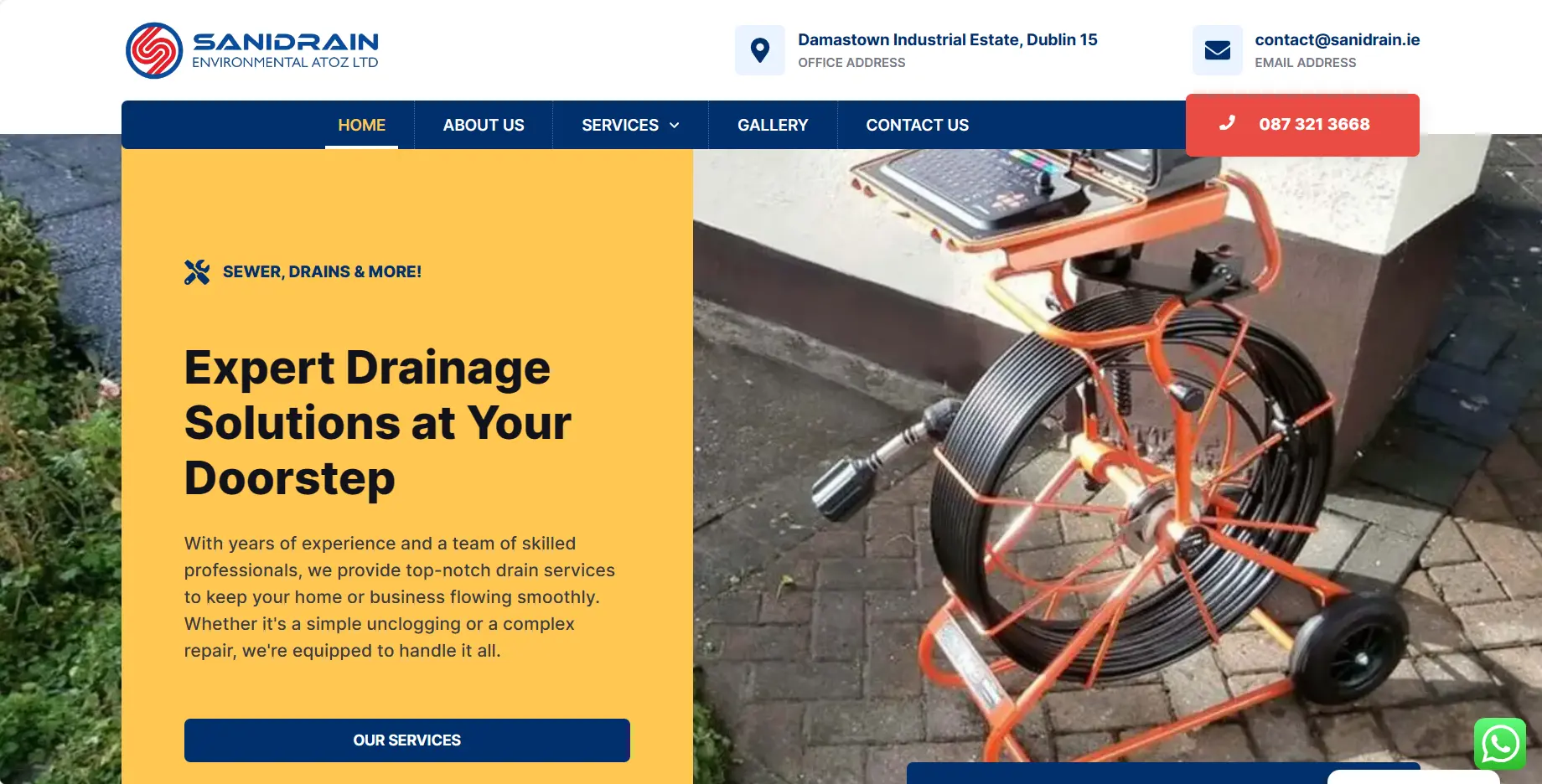 Sanidrain drainage services website design