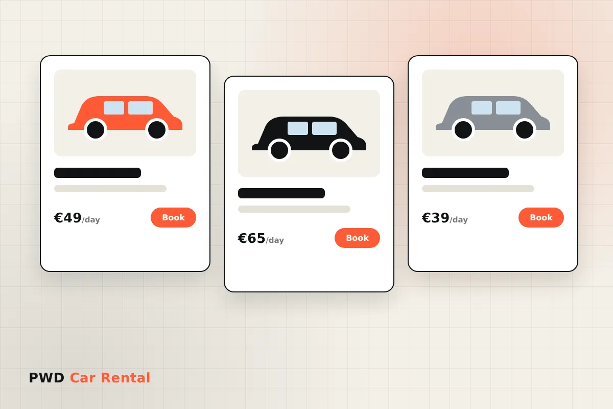 PWD Car Rental plugin: vehicles and booking